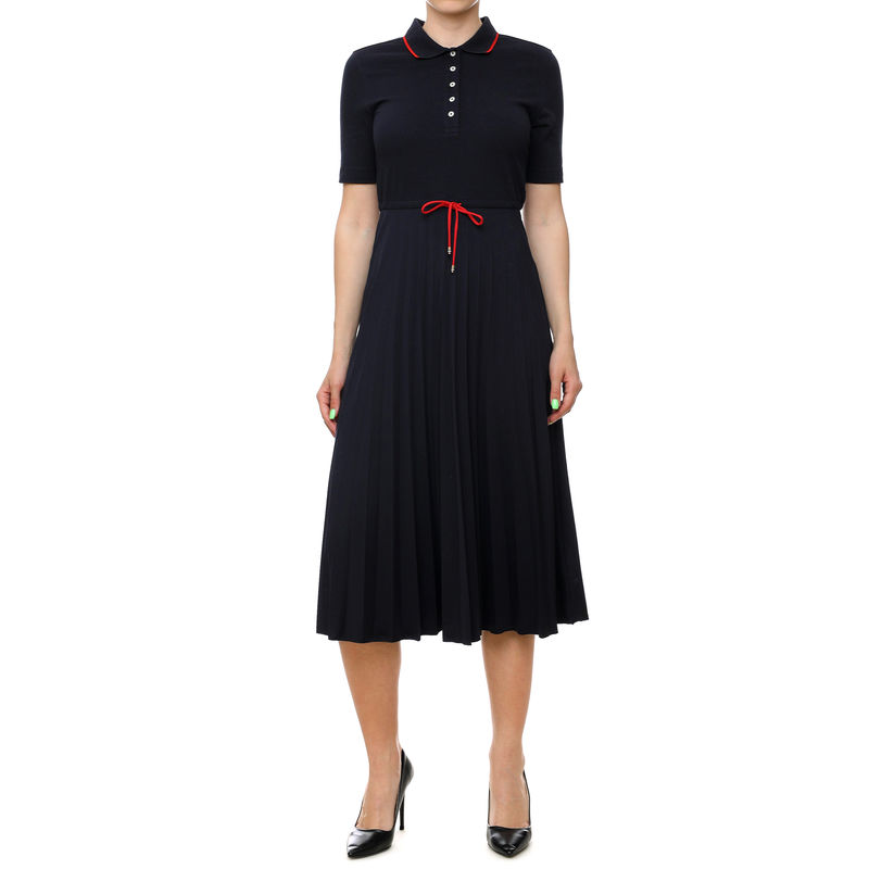 Ženska haljina Tommy Hilfiger PLEATED FLARE MIDI POLO