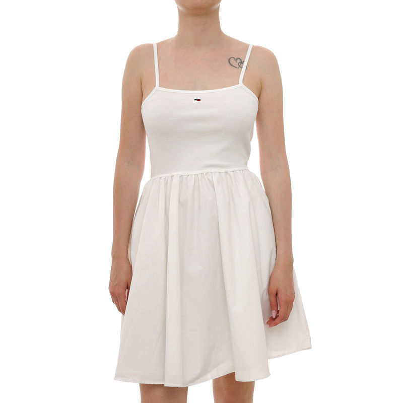 Ženska haljina Tommy Hilfiger Tjw rib poplin mix strappy dress