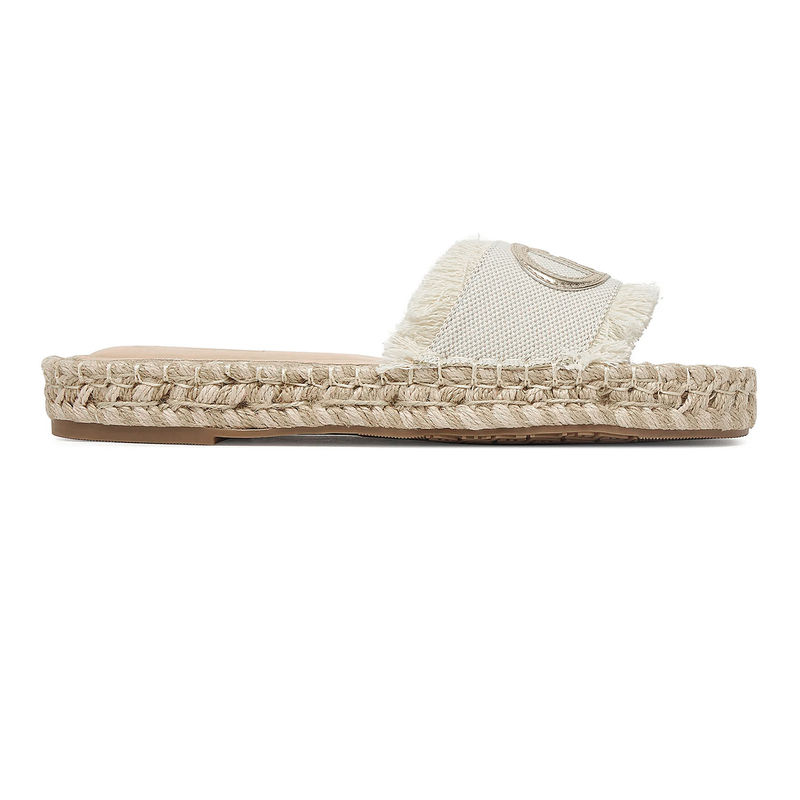 Ženske papuče Liu Jo Paros 01 - slipper canvas/metallic natural/silver