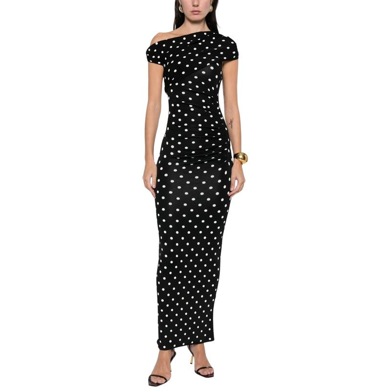 Ženska haljina Self Portrait dot draped knit midi dress