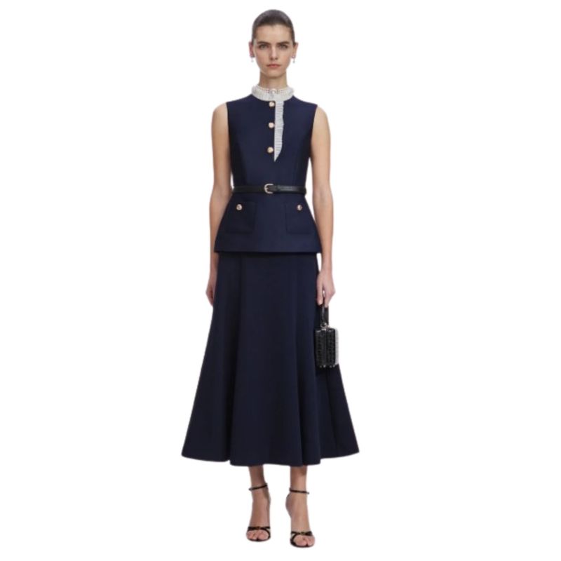 Ženska haljina Self Portrait taffeta contrast frill midi dress
