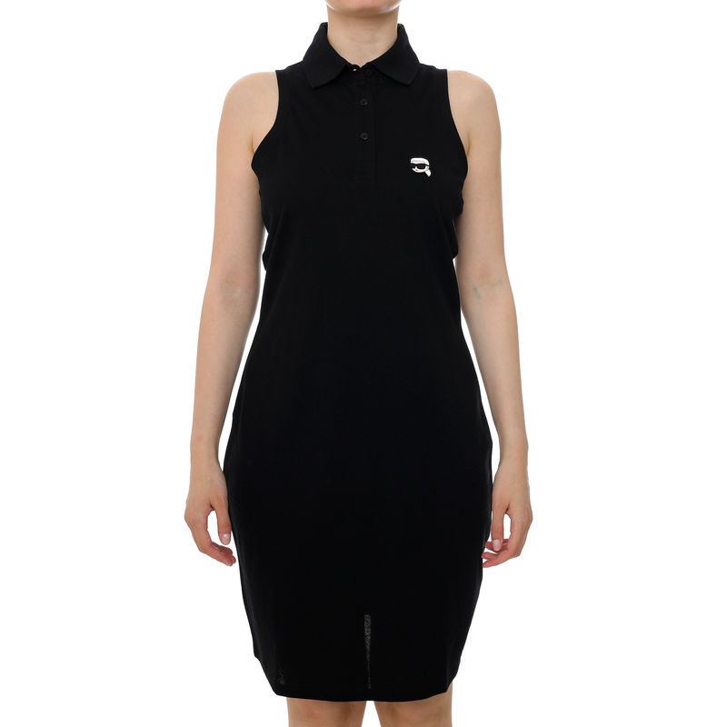 Ženska haljina Karl Lagerfeld ikon patch polo dress