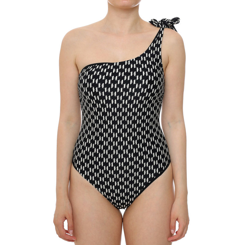 Ženski kupaći Karl Lagerfeld monogram tie cheeky swimsuit