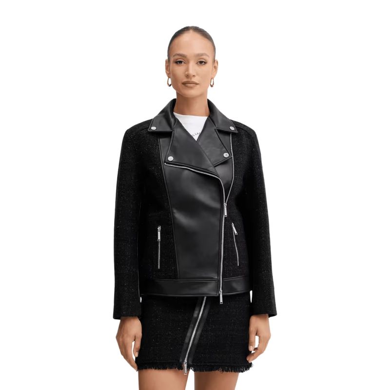 Ženska jakna Karl Lagerfeld boucle mix biker jacket