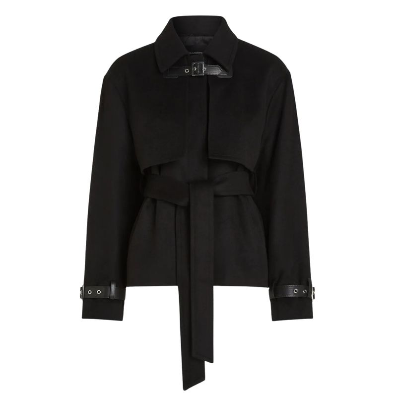 Ženski kaput Karl Lagerfeld belt detail short soft coat