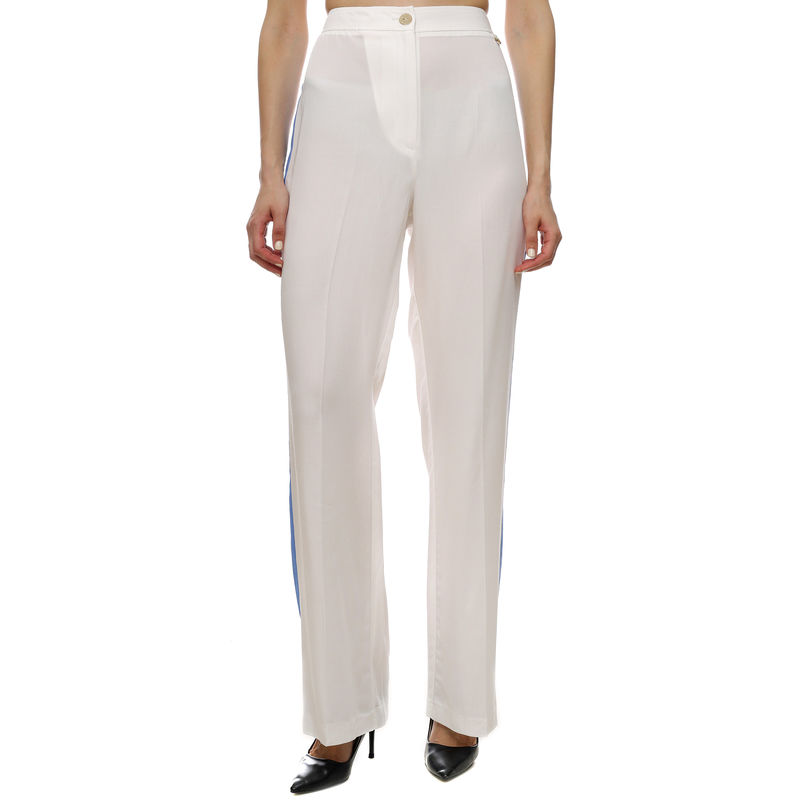 Ženske pantalone Lola White Trousers With Blue Side Stripe