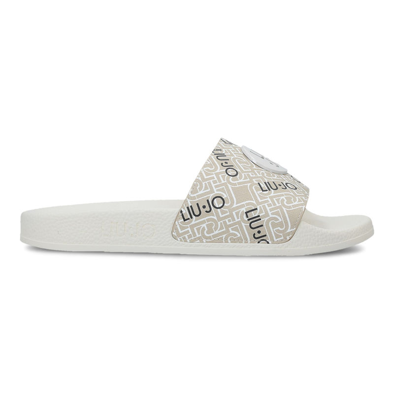 Ženske papuče Liu Jo Kos 07 - Slipper Printed Saffiano Milk