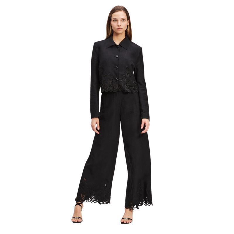 Ženske pantalone Karl Lagerfeld embroidery cut out culotte