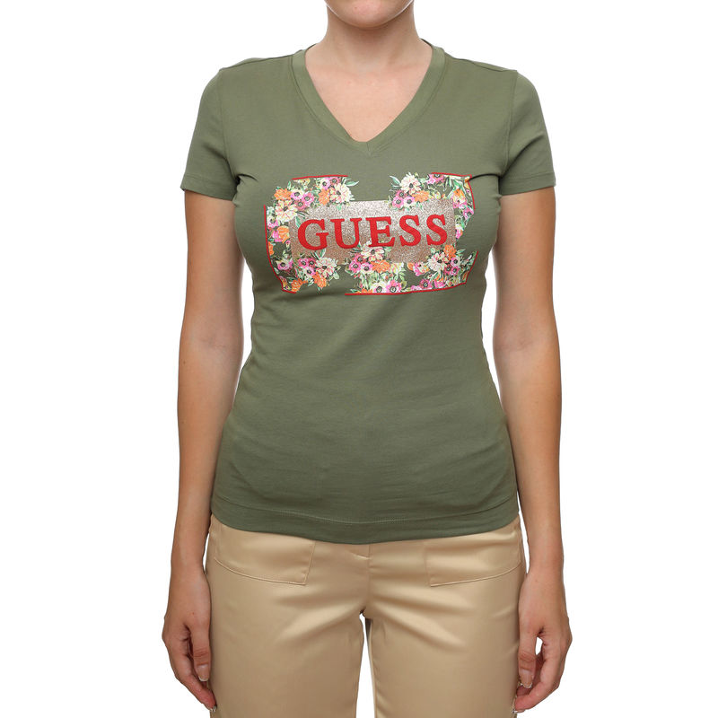 Ženska majica Guess Ss Vn Logo Flowers Tee