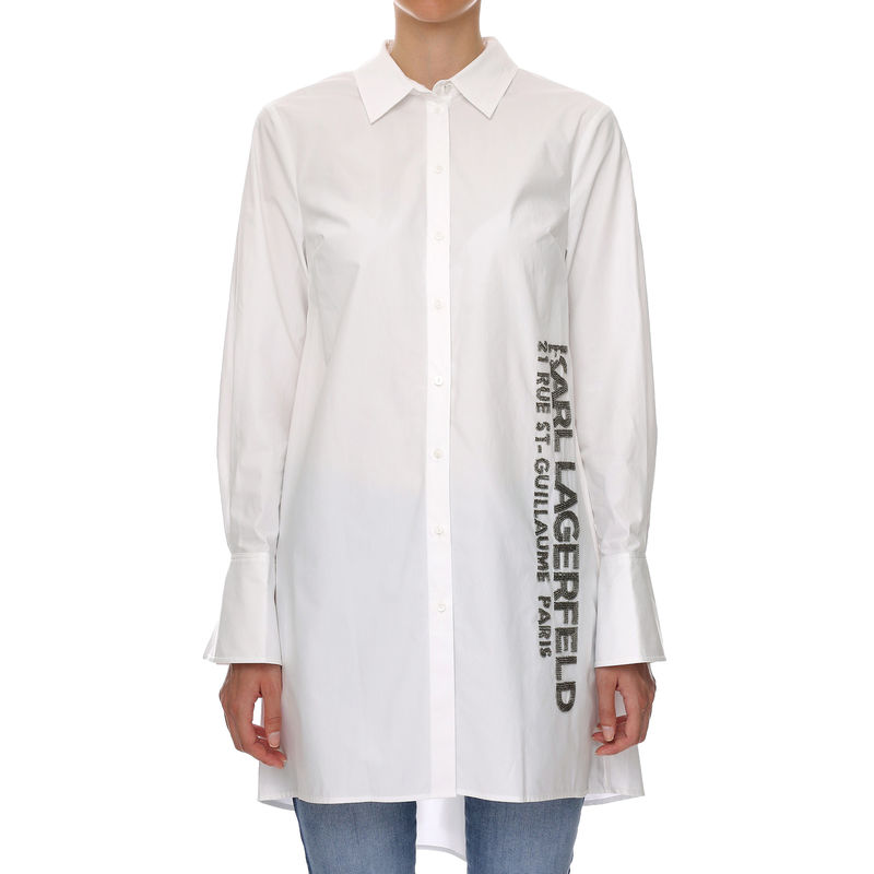 Ženska košulja Karl Lagerfeld EMBELLISHED POPLIN TUNIC SHIRT