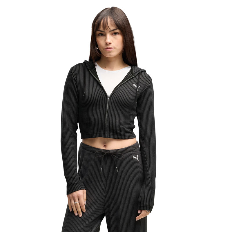 Ženski duks Puma Ess ribbed full-zip soft touch hoodie