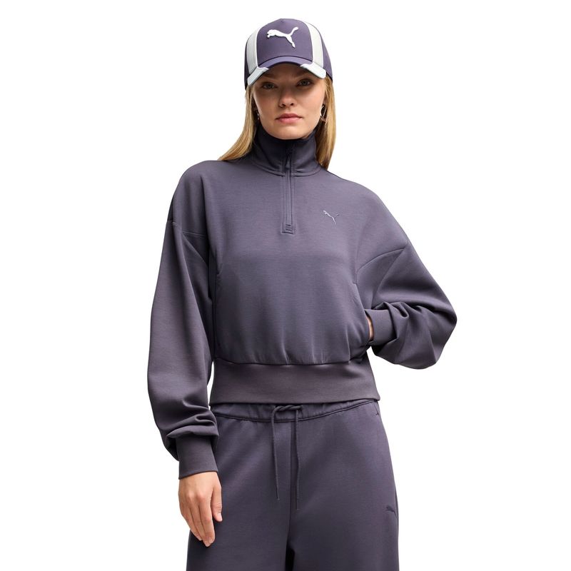Ženski duks Puma Tech Sense balloon sleeve soft touch half-zip crew dk