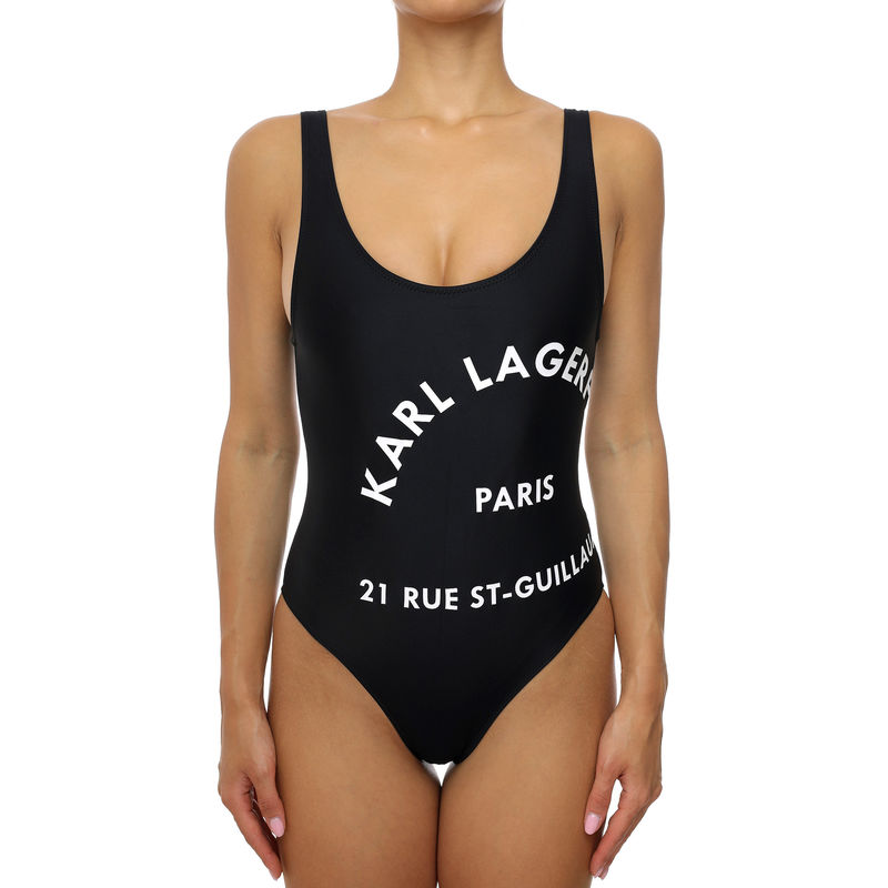 Ženski kupaći Karl Lagerfeld Logo Print Swimsuit