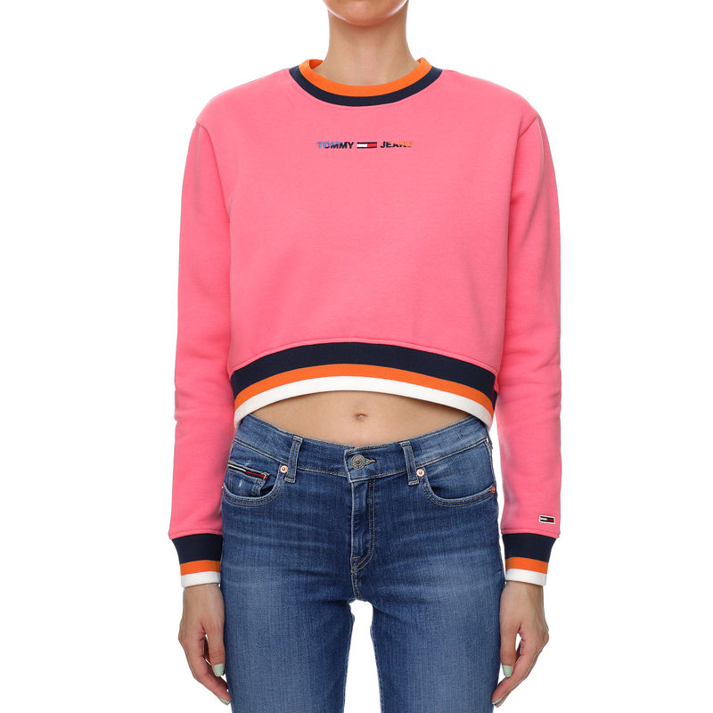 Ženski duks Tommy Hilfiger REGULAR CROP TIPPING CREW