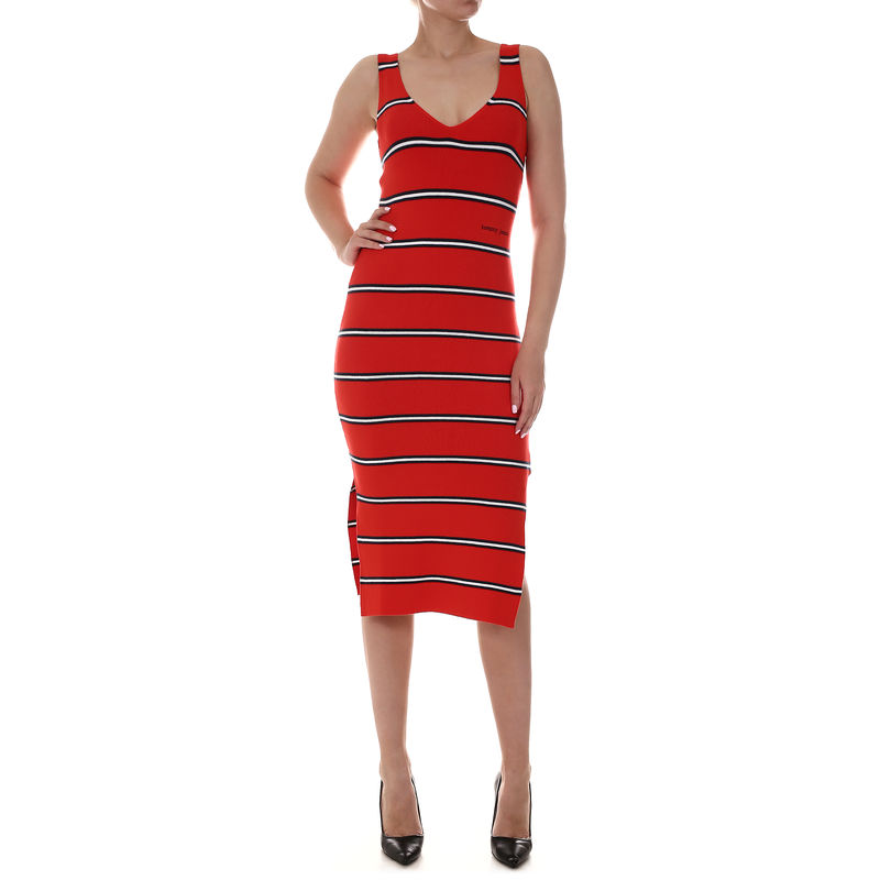 Ženska haljina Tommy Hilfiger KNITTED STRIPE DRESS