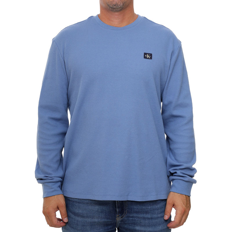 Muški duks Calvin Klein Ls waffle badge crewnk tee