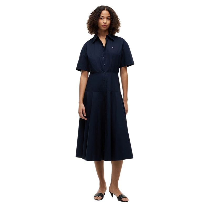 Ženska haljina Tommy Hilfiger poplin flre ss midi shrt drs