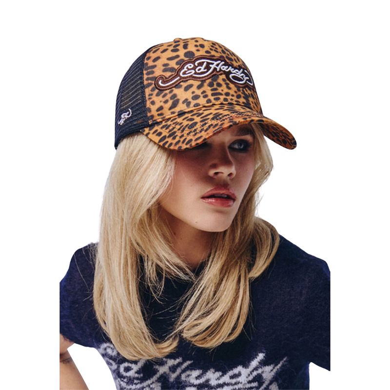 Unisex kačket Ed Hardy leopard print 5 panel trucker
