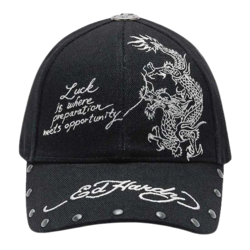 Unisex kačket Ed Hardy lucky dragon 6 panel contrast stitch denim cap