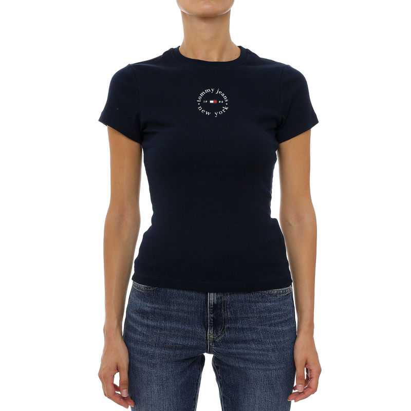 Ženska majica Tommy Hilfiger tjw slim ess logo2 rib tee ext