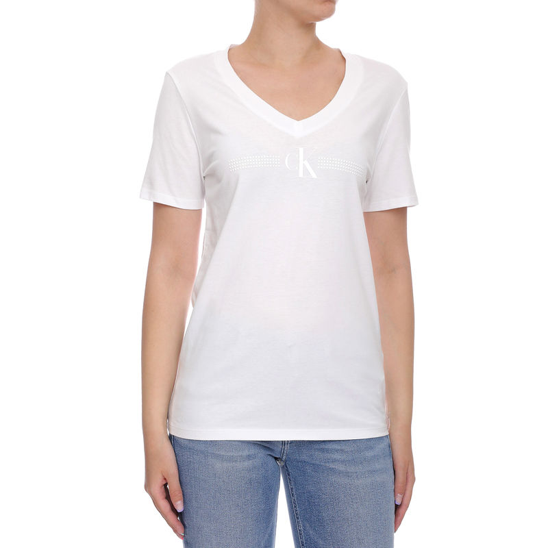 Ženska majica Calvin Klein MONOGRAM STUD GEL V-NECK TEE