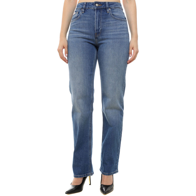 Ženske farmerke Calvin Klein High rise straight indigo channe