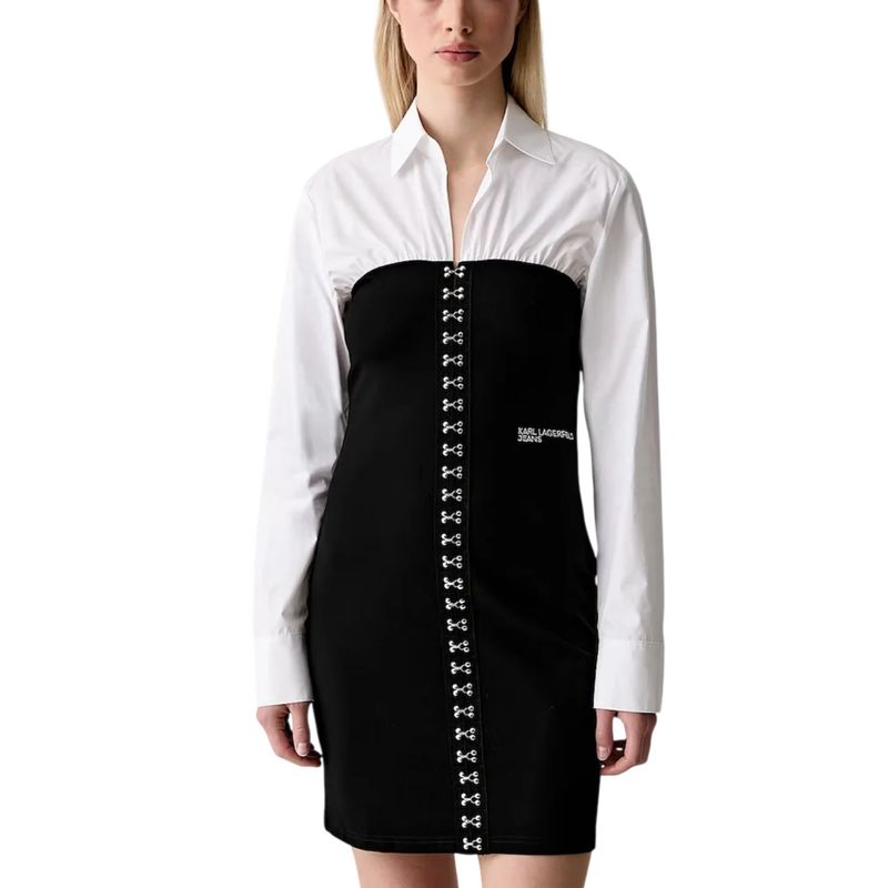 Ženska haljina Karl Lagerfeld mixed poplin dress