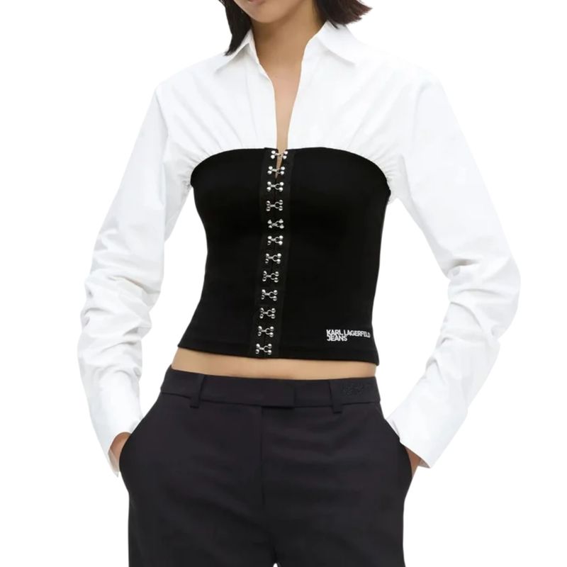 Ženska košulja Karl Lagerfeld mixed poplin blouse