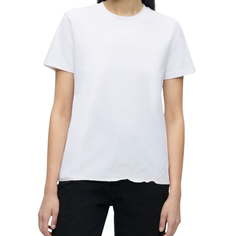 Ženska majica Karl Lagerfeld signature hem t-shirt