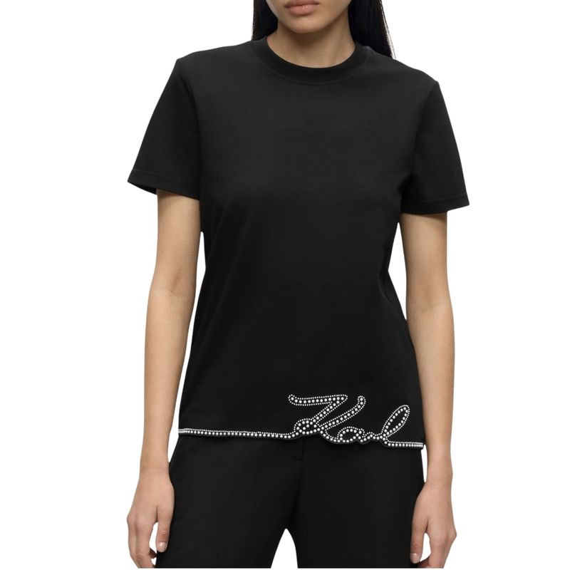 Ženska majica Karl Lagerfeld signature hem t-shirt