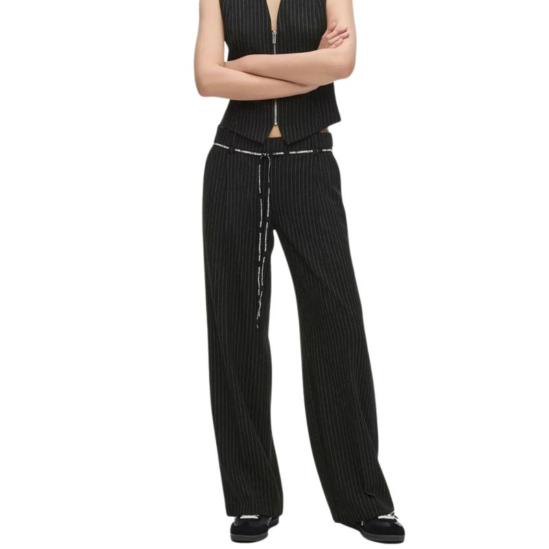 Ženske pantalone Karl Lagerfeld pinstripe tailored pant