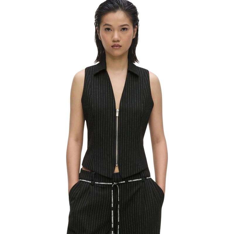 Ženski prsluk Karl Lagerfeld pinstripe waistcoat