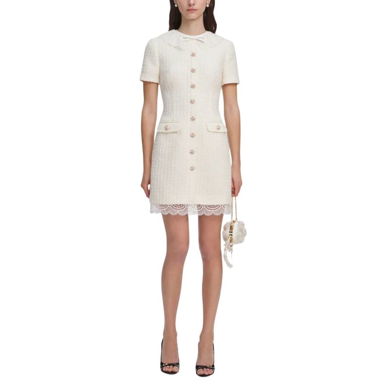 Ženska haljina Self Portrait boucle lace trim mini dress