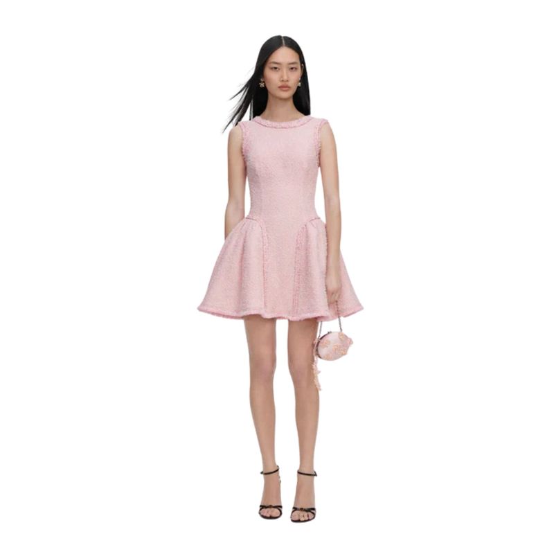 Ženska haljina Self Portrait pink boucle sleeveless mini dress