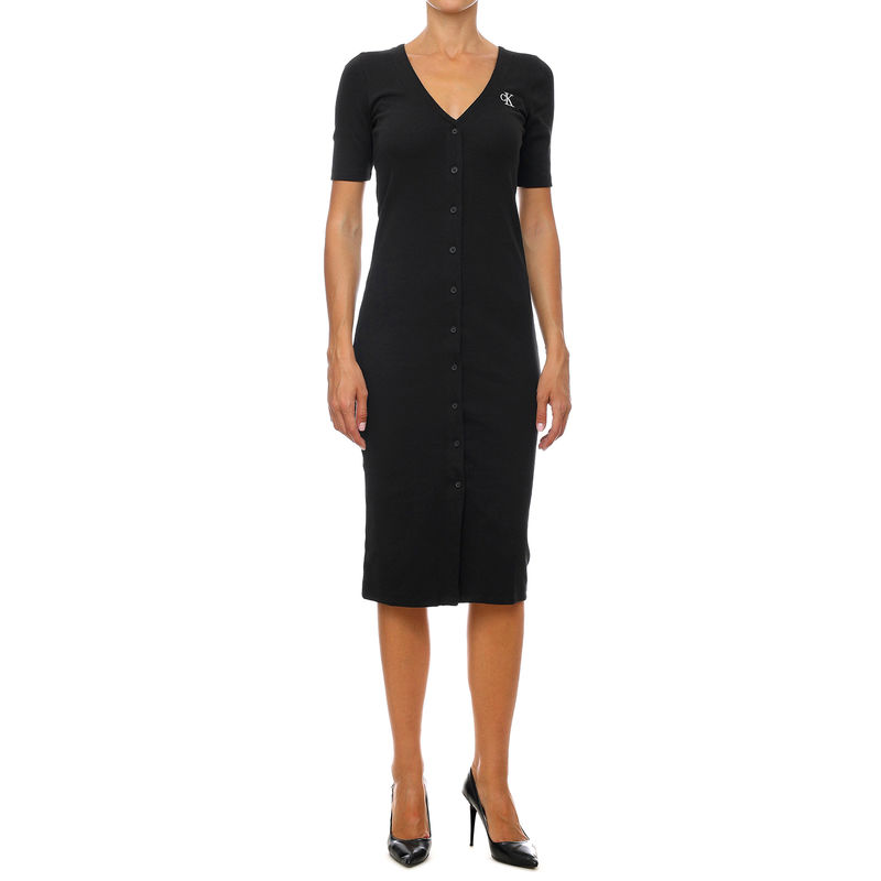 Ženska haljina CALVIN BUTTON THROUGH RIB LONG DRESS