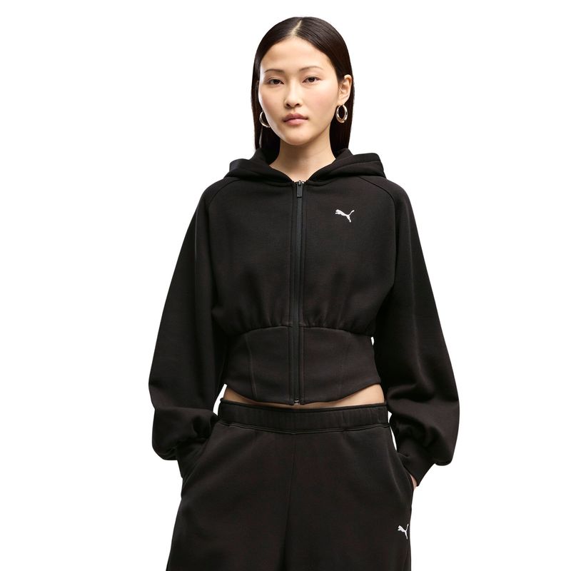 Ženski duks Puma Street glam bedazzled fz balloon sleeve hoodie fl