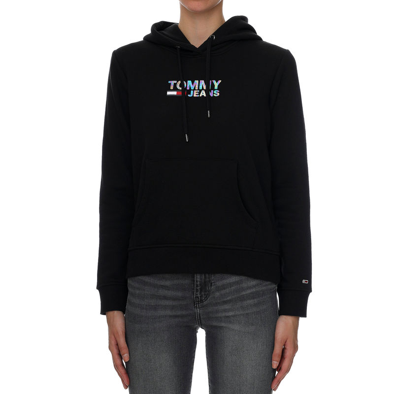 Ženski duks Tommy Hilfiger SLIM METAL CORP LOGO HOODIE