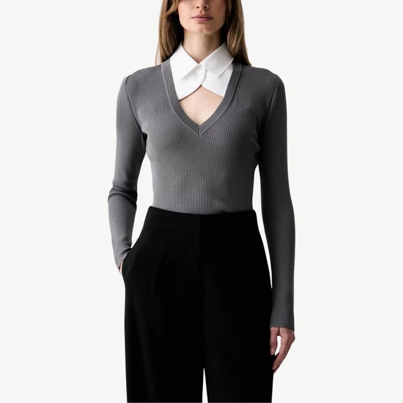 Ženski duks Karl Lagerfeld contrast collar knit polo