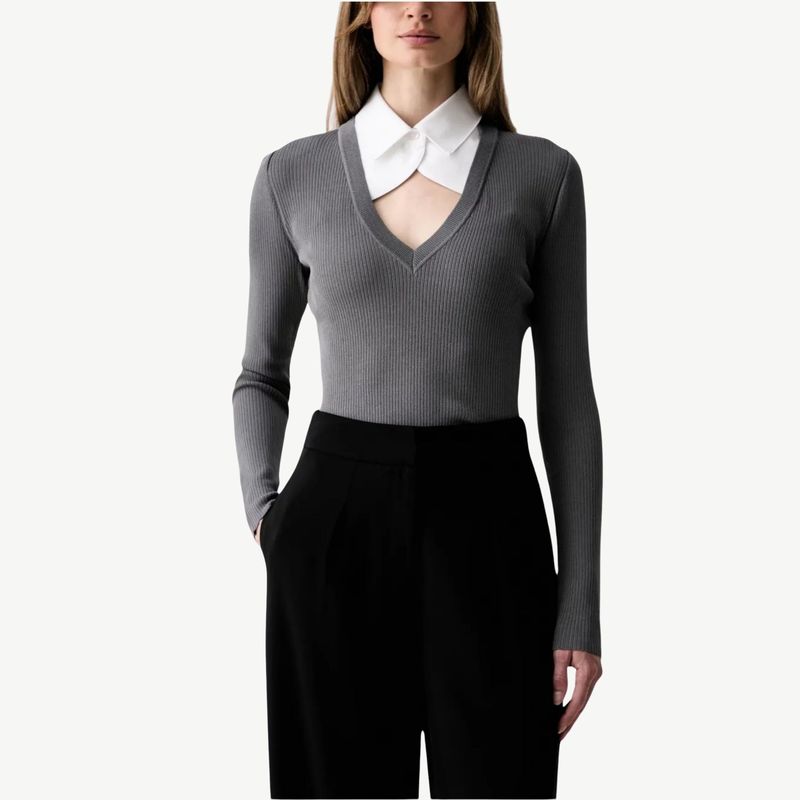 Ženski duks Karl Lagerfeld contrast collar knit polo