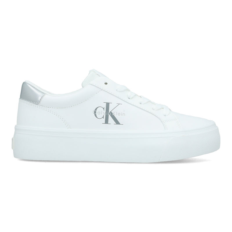 Ženske patike Calvin Klein Vulc flatf lth silver logo tag