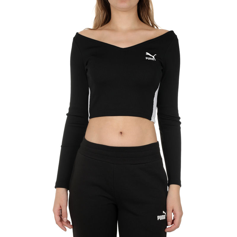 Ženski duks Puma Classics Ribbed Longsleeve Cropped Top