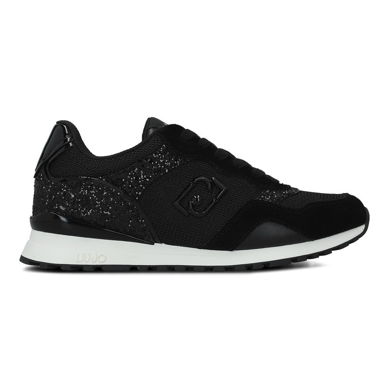 Ženske patike Liu Jo Maxi wonder low 02 sneaker glitter/mesh/cow sue black