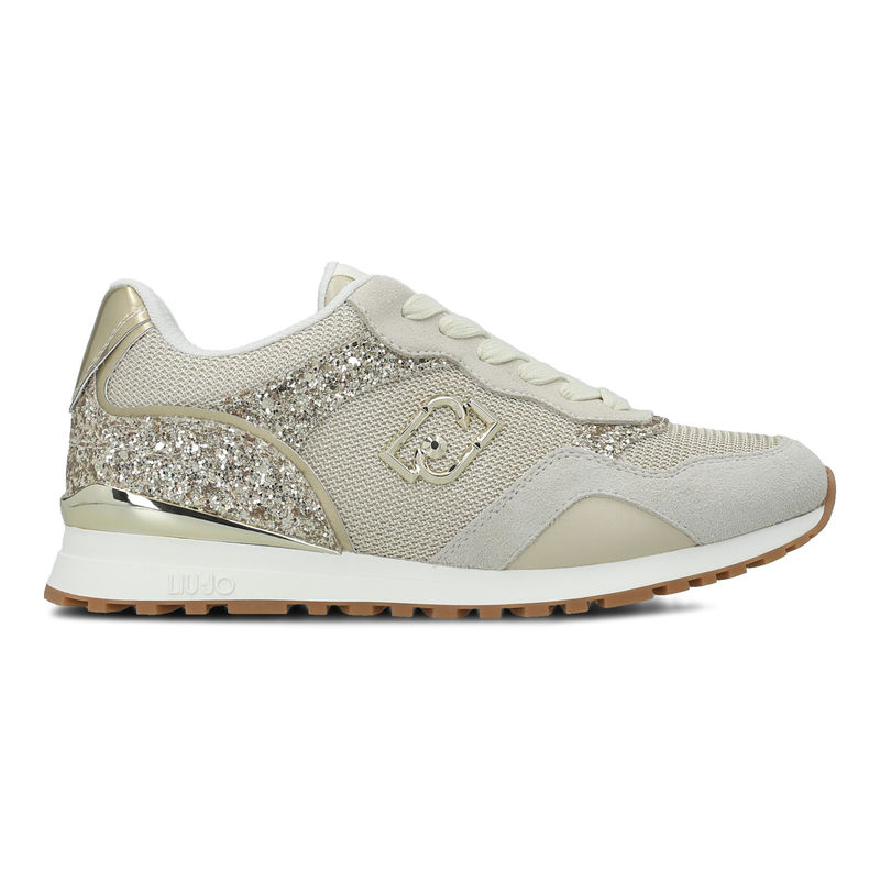 Ženske patike Liu Jo Maxi wonder low 02 sneaker glitter/mesh/cow sue rope/light gold