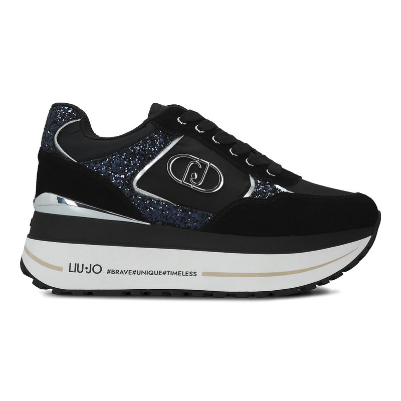 Ženske patike Liu Jo Maxi wonder plus 01 sneaker nylon/cow suede/glit black