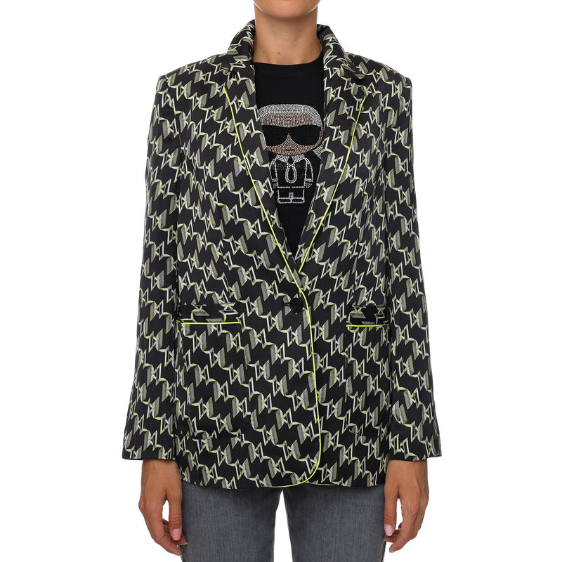 Ženska jakna Karl Lagerfeld PRINTED MONOGRAM SATIN BLAZER