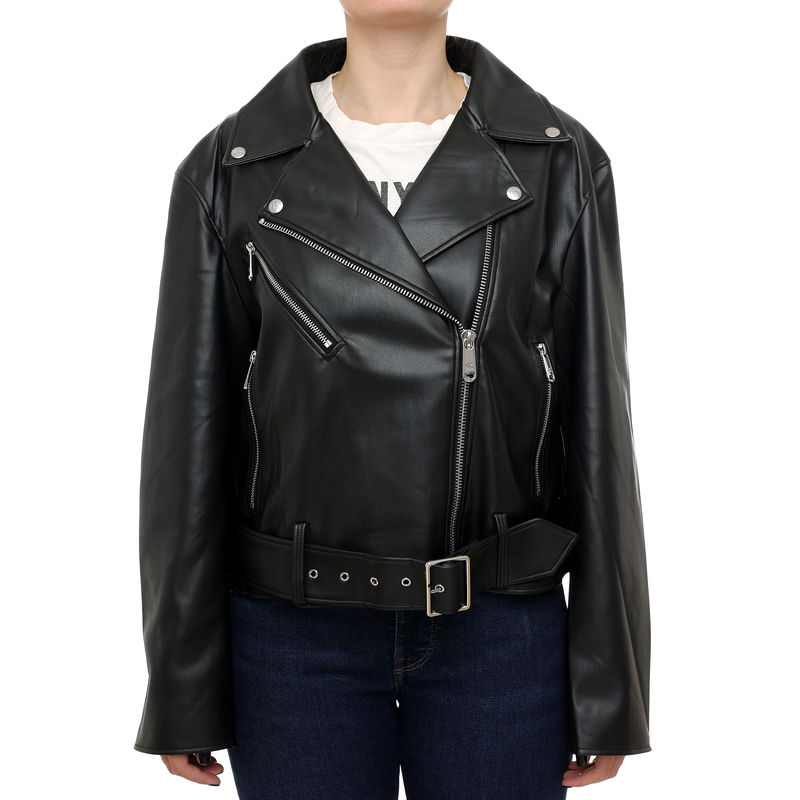 Ženska prolećna jakna Calvin Klein faux leather moto jacket w/belt