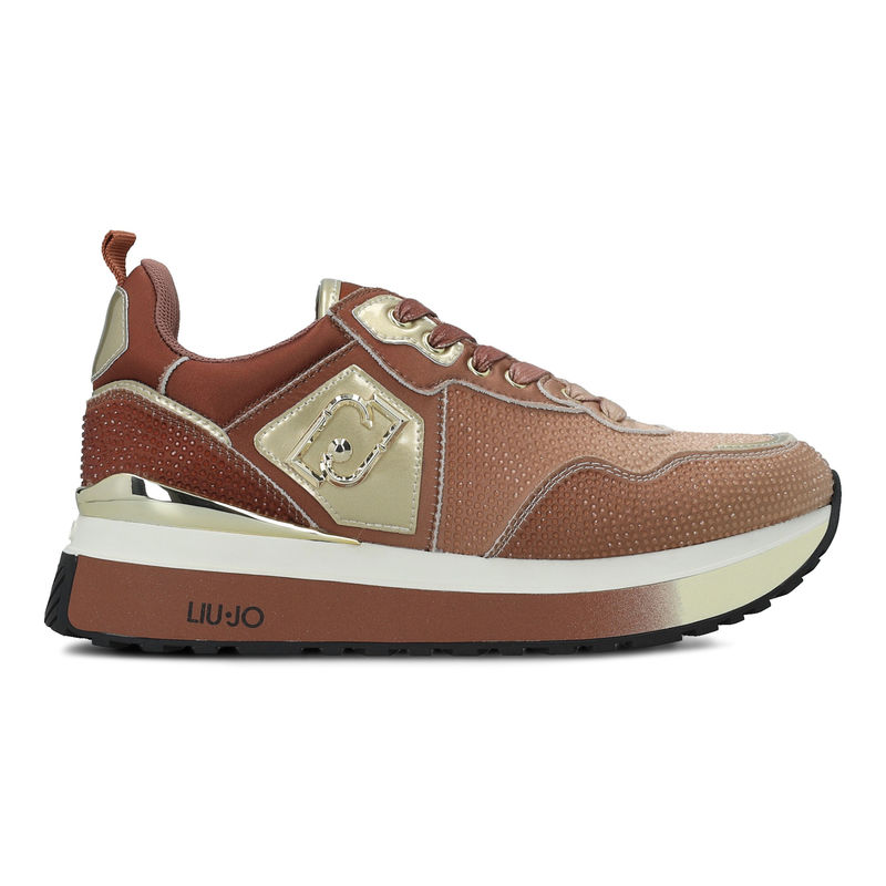 Ženske patike Liu Jo Maxi wonder 01 sneaker satin/strass ginger bread/milk