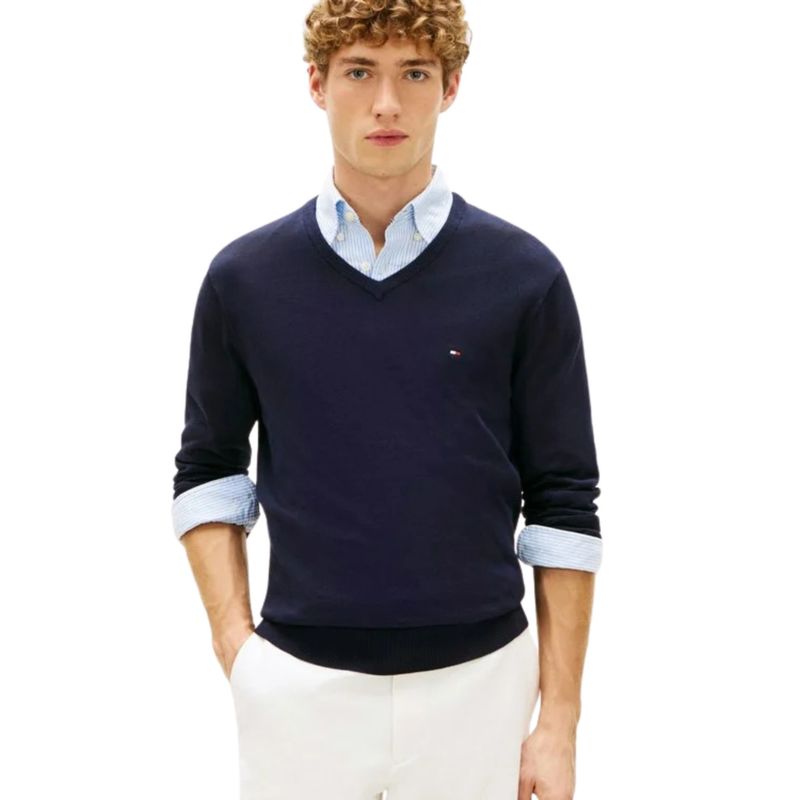Muški džemper Tommy Hilfiger essential cotton v neck
