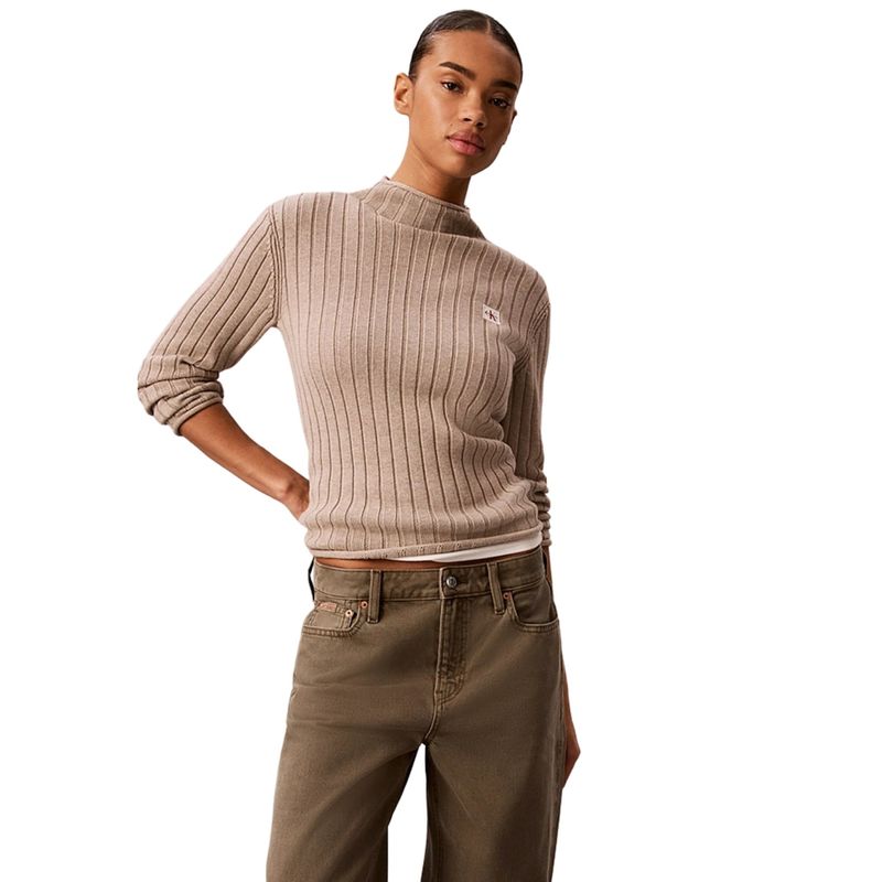 Ženske rolke Calvin Klein woven label tneck sweater