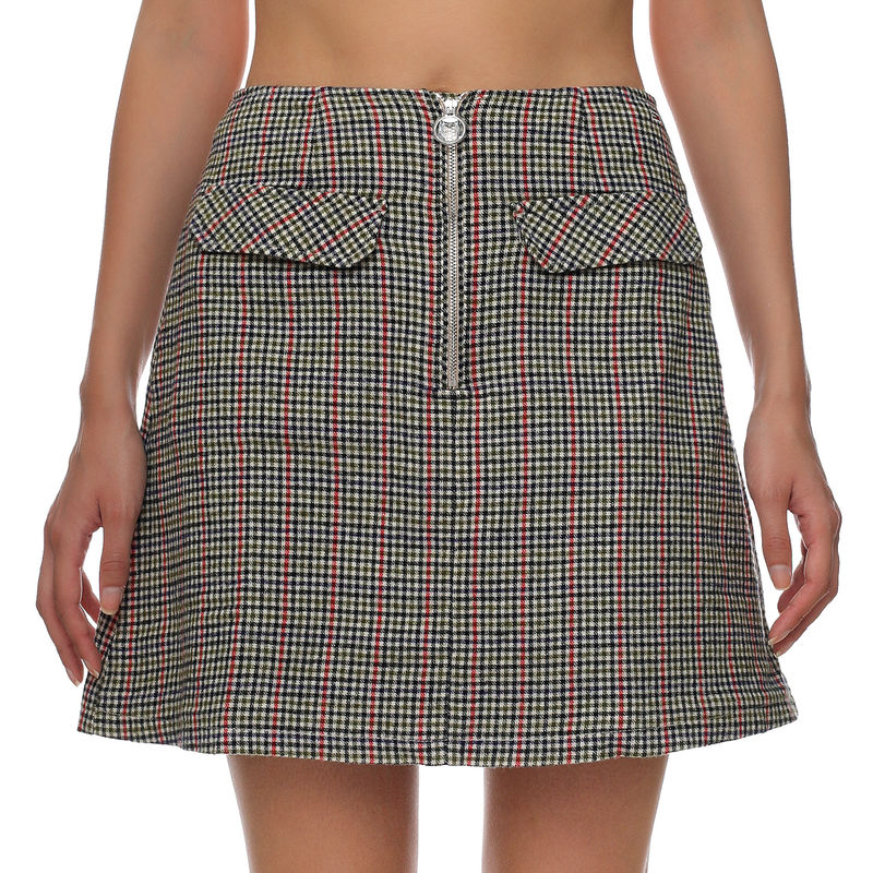 Ženska suknja Tommy Hilfiger TJW CHECK ZIP MINI SKIRT